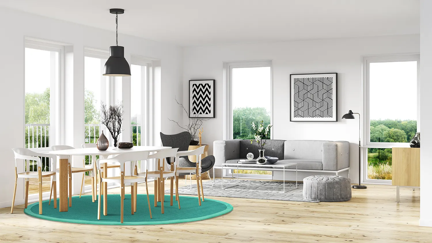 Runde tæpper (sisal) - Agave (smaragdgrøn)