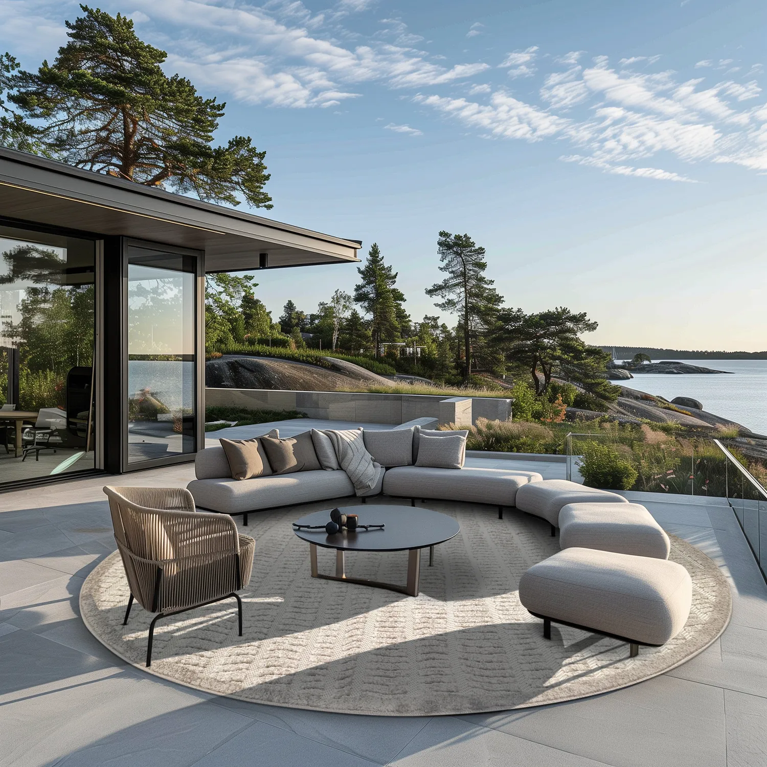 Runde tæpper - Indoor/Outdoor Kendall (cream/grå)