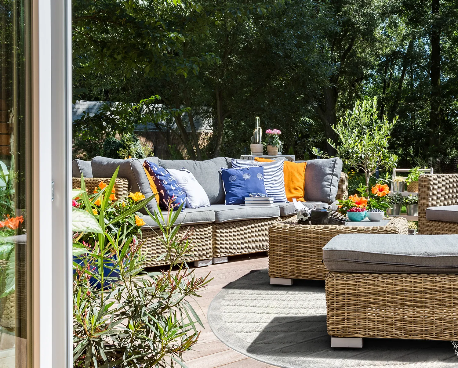 Runde tæpper - Indoor/Outdoor Kendall (cream/grå)