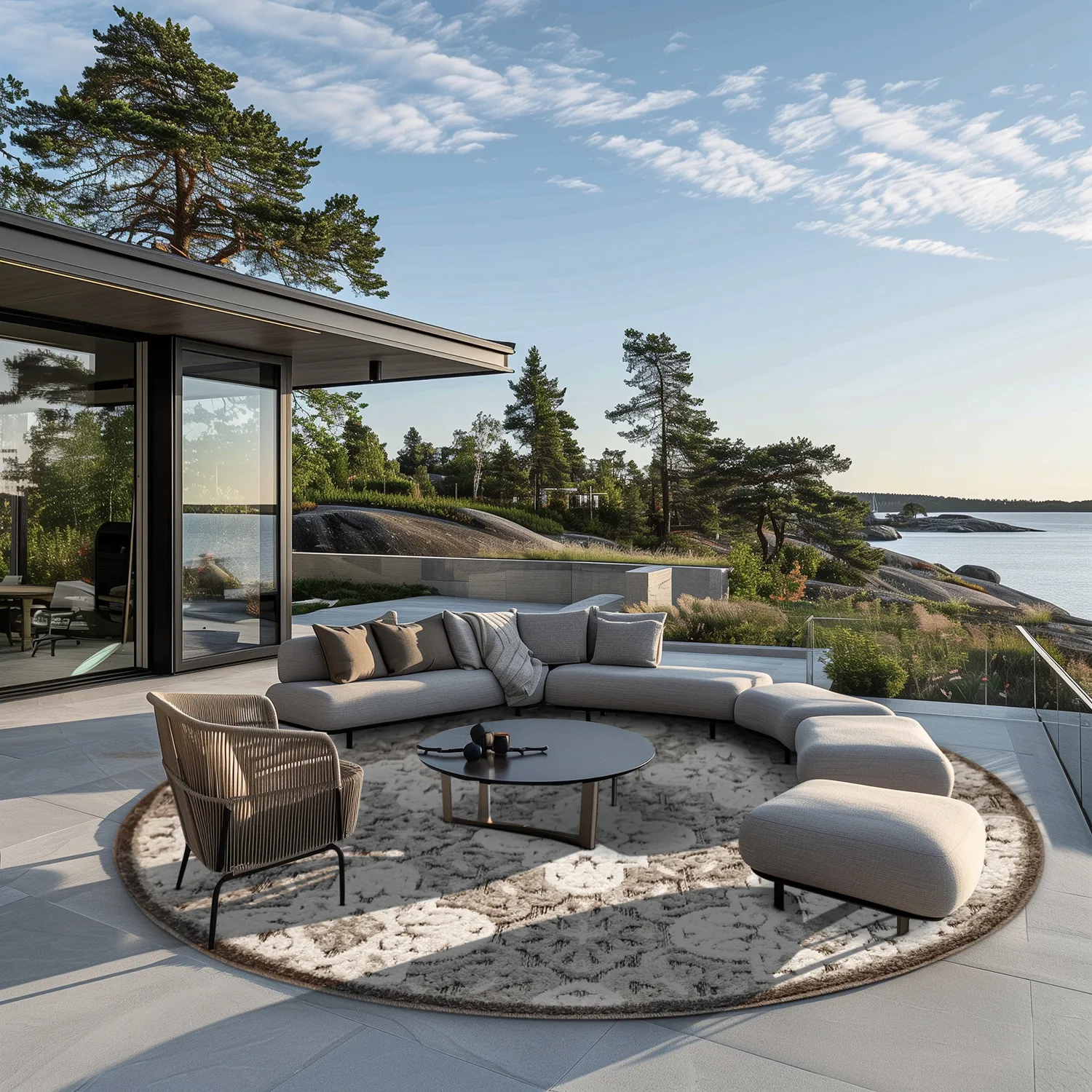 Runde tæpper - Indoor/Outdoor Hampton (grå)