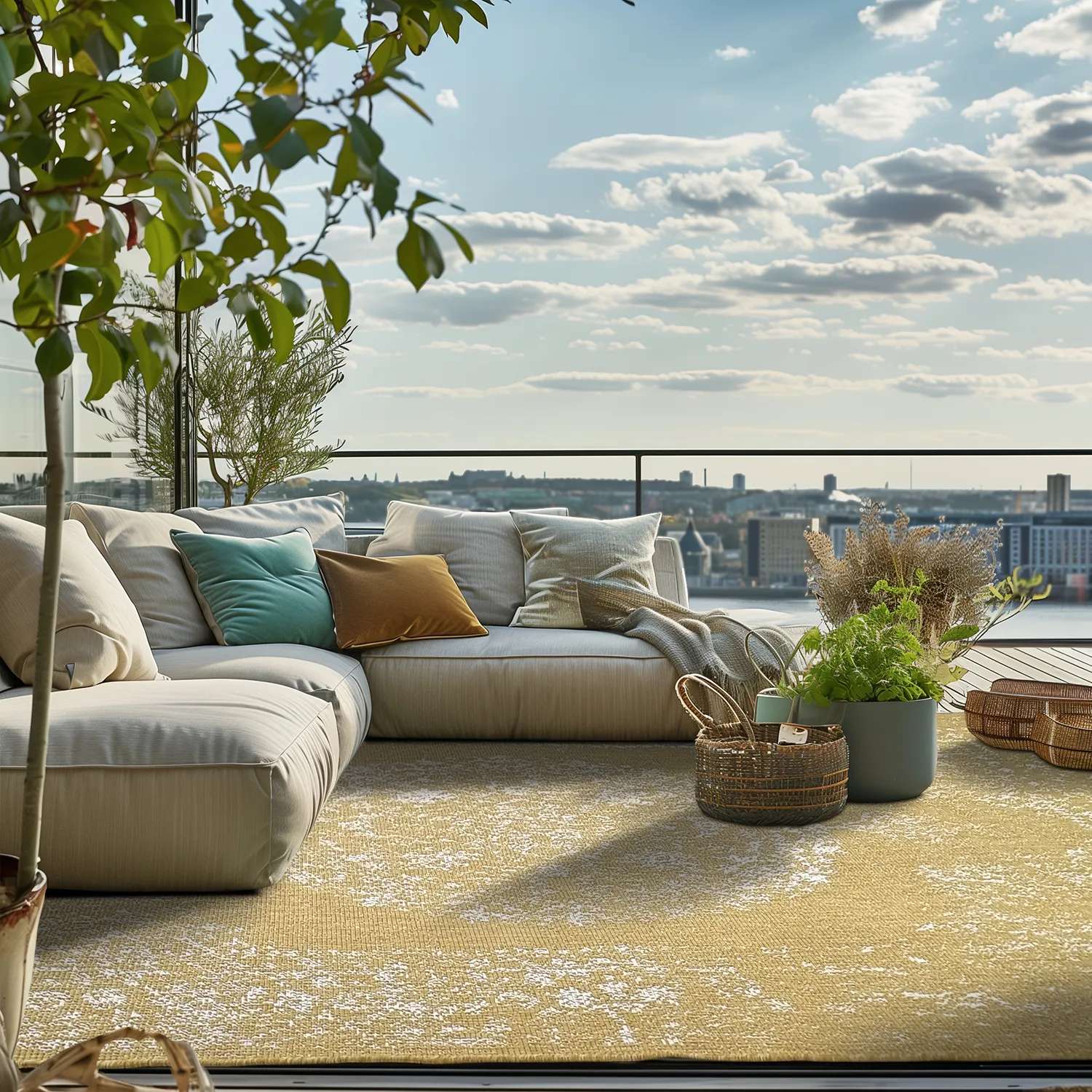 Tæpper til indendørs/udendørs brug - Ellstin (gul)