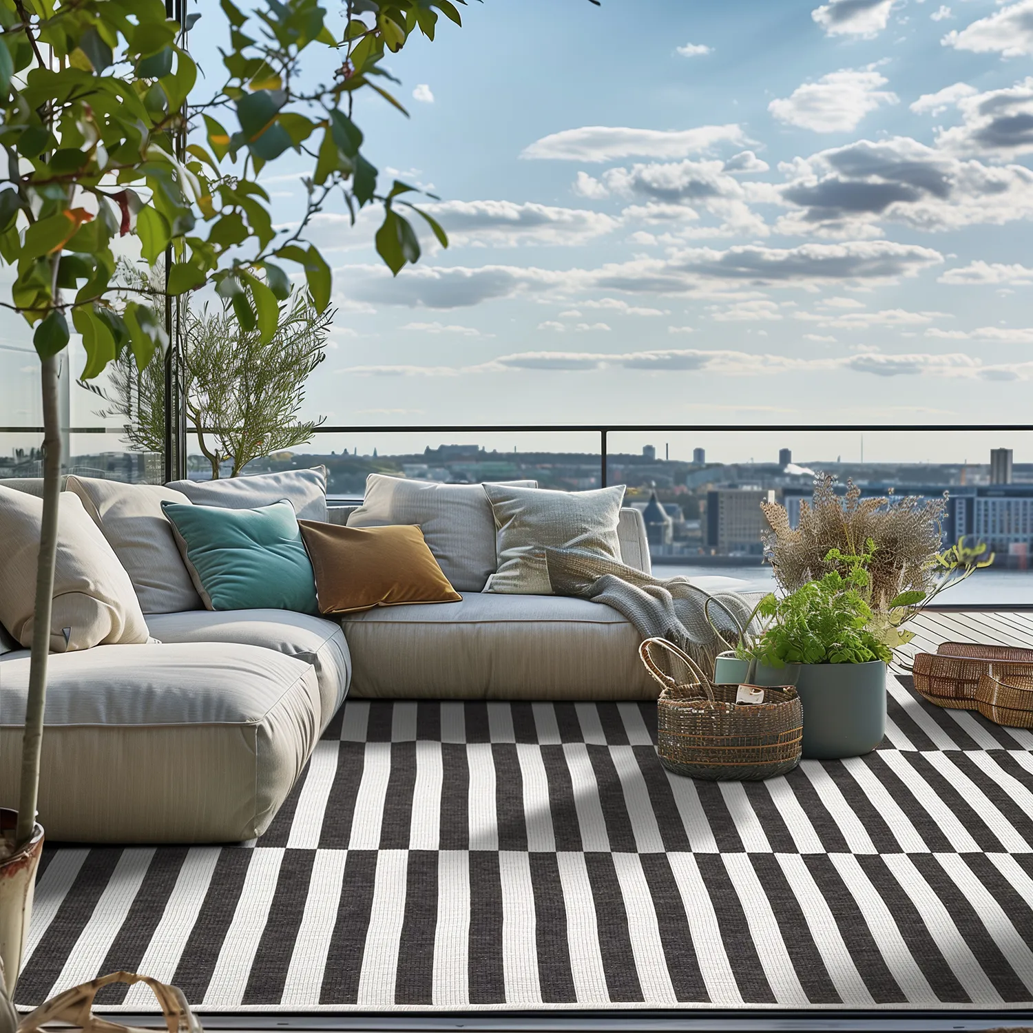 Tæpper til indendørs/udendørs brug - Roscoe (sort)