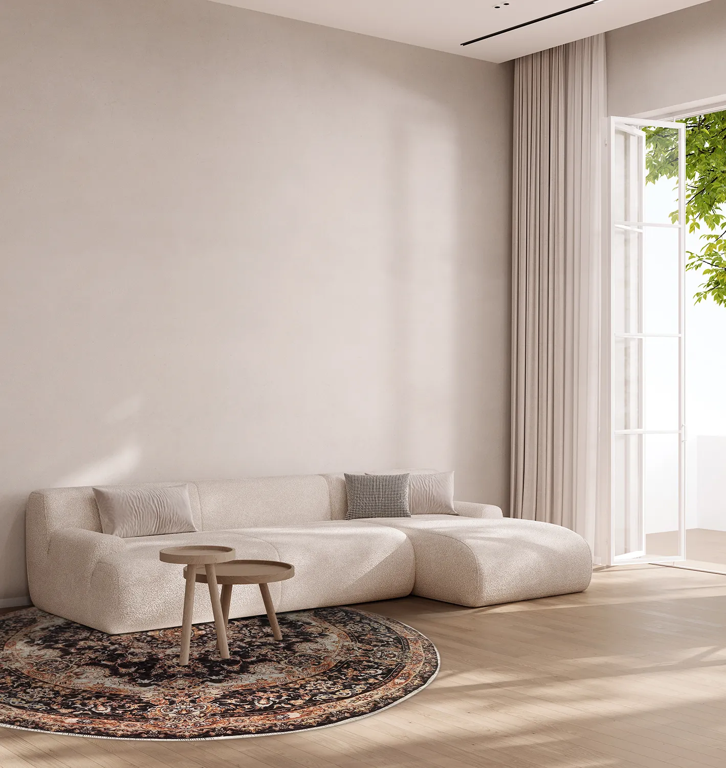 Rundt tæppe - Vakifli (sort/multi)