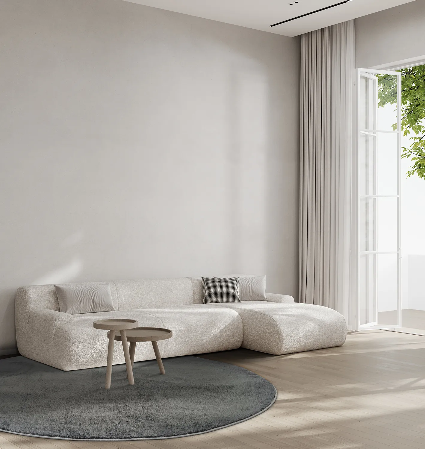 Rund tæppe - Vevila (mørkegrå)