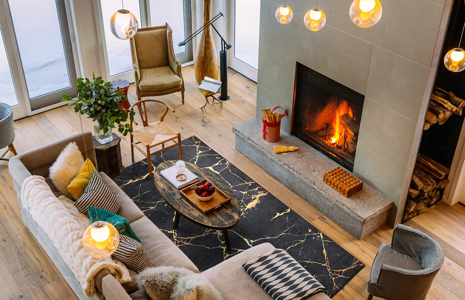 Wilton-tæppe - Vieste (sort/guld)