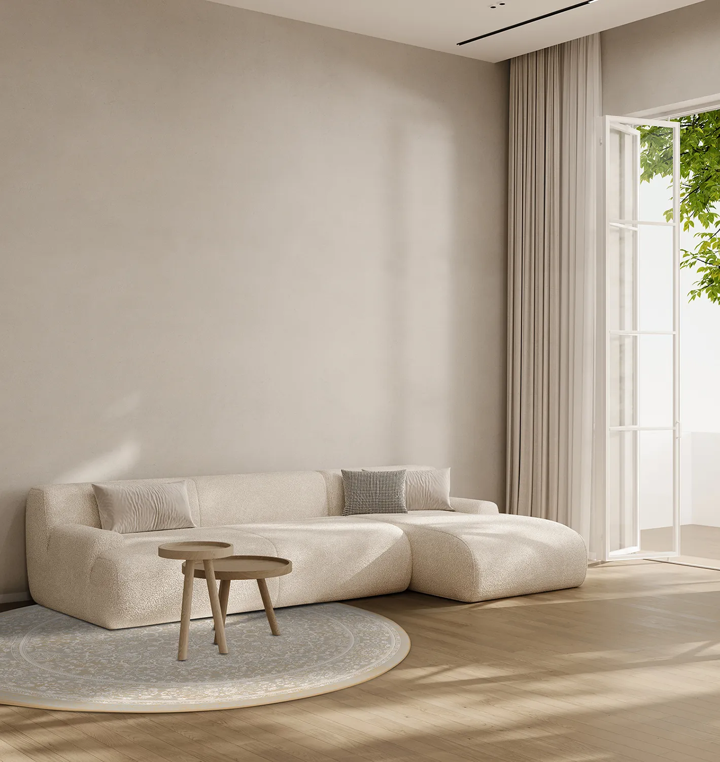 Runde tæpper - Vivian (beige)