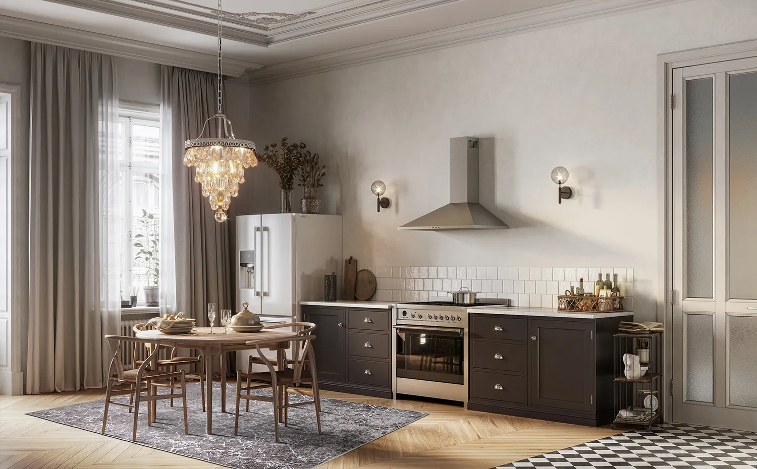 Wilton-tæppe - Zaria (mørkegrå/sølv)