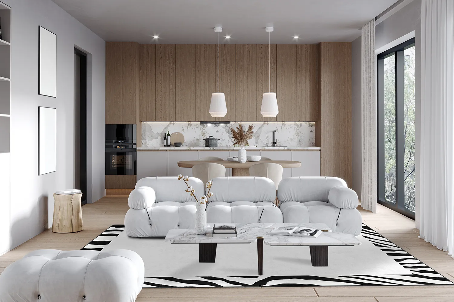 Wilton-tæppe - Zebra boarder (sort/hvid)