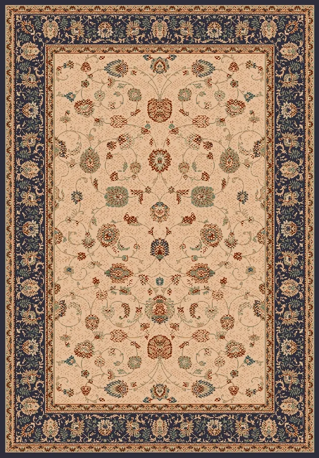 Wilton-tæppe - Angelica (beige/marineblå)