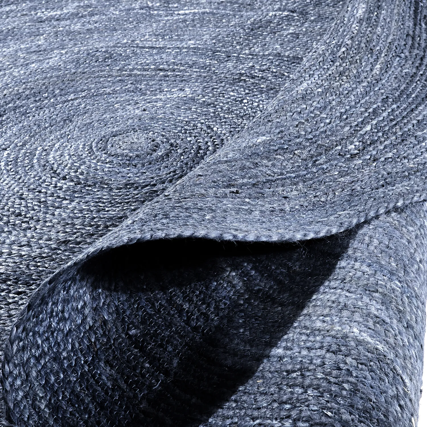 Rund jutetæppe - Amasia (blå)