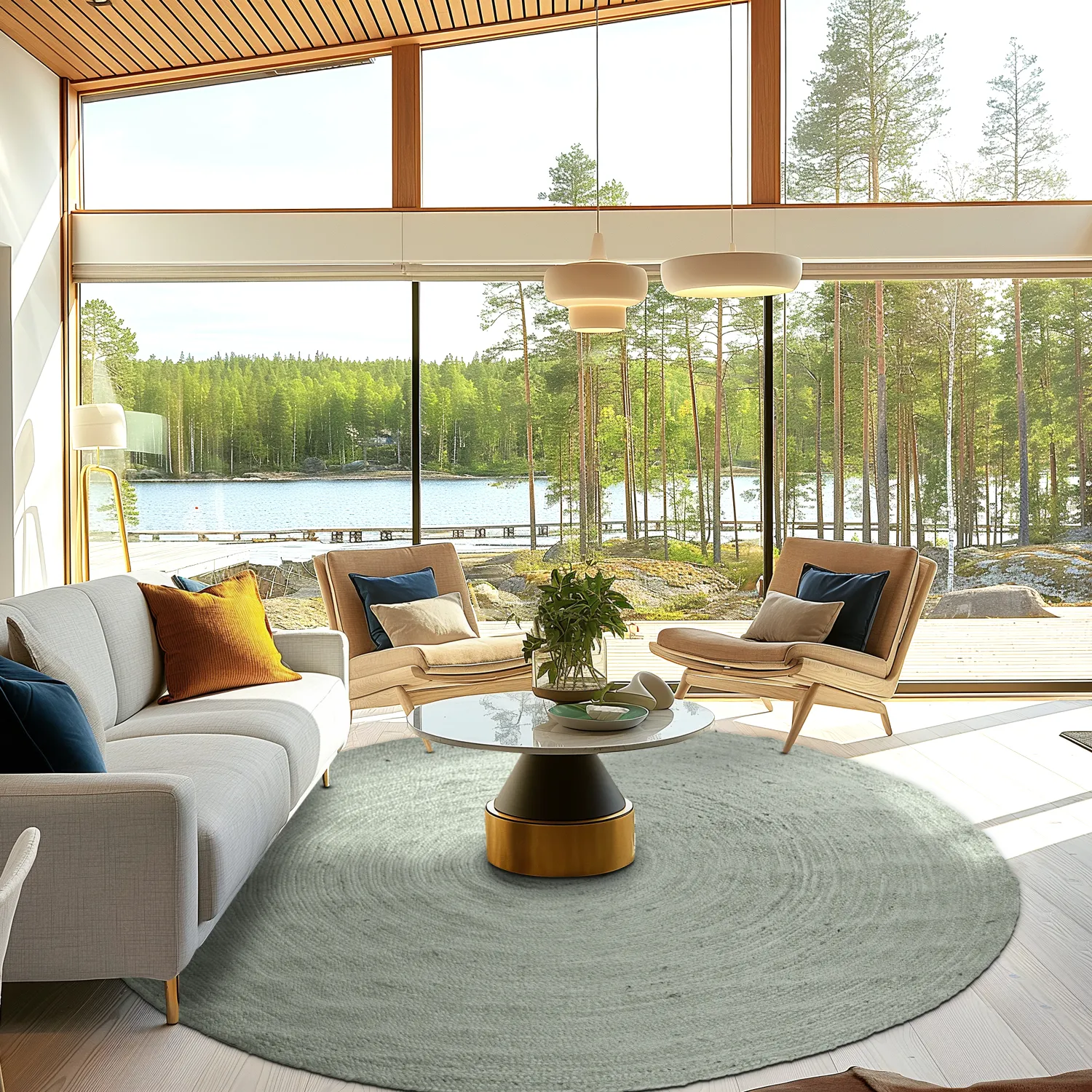 Rund jutetæppe - Amasia (grå)