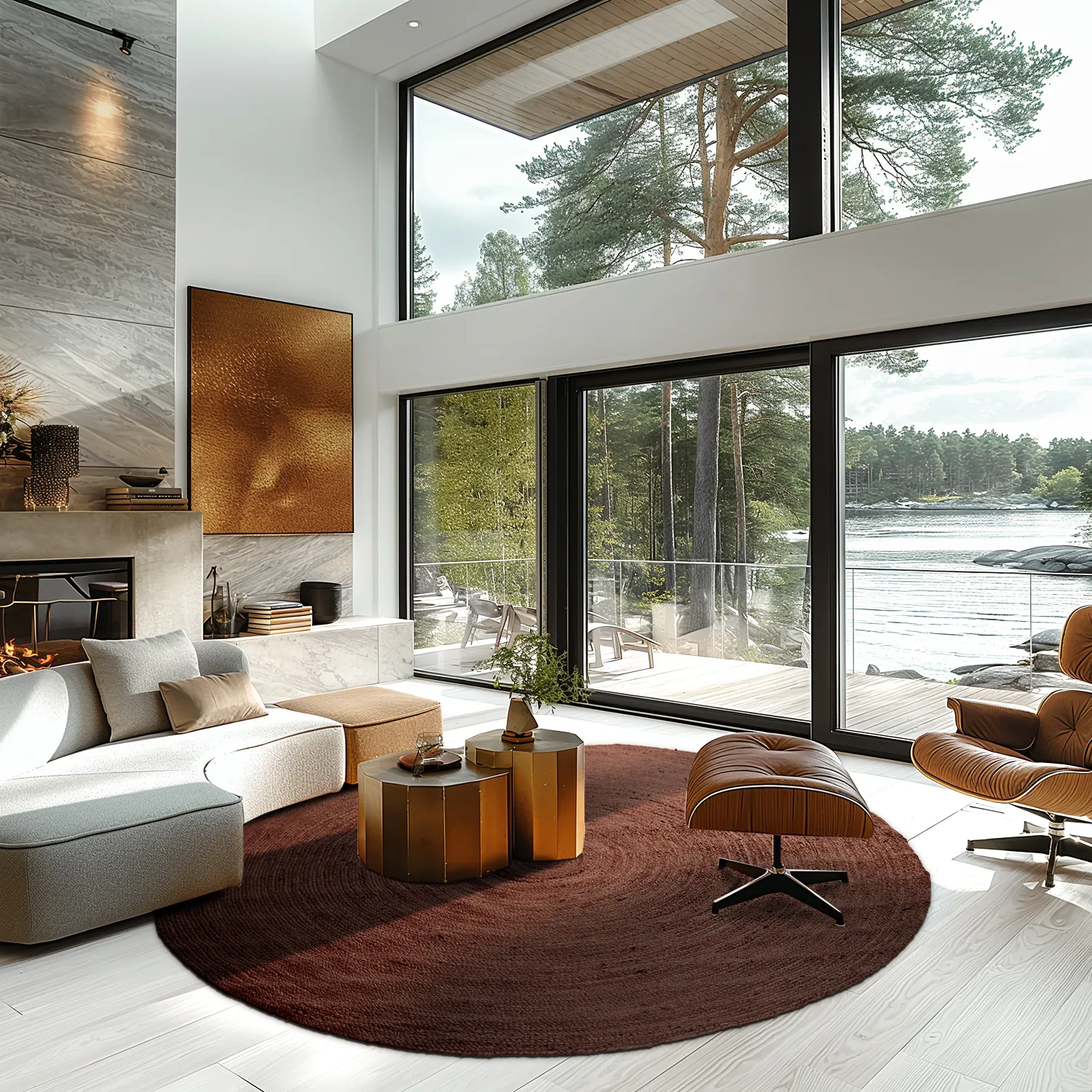 Rund jutetæppe - Amasia (kaffe)