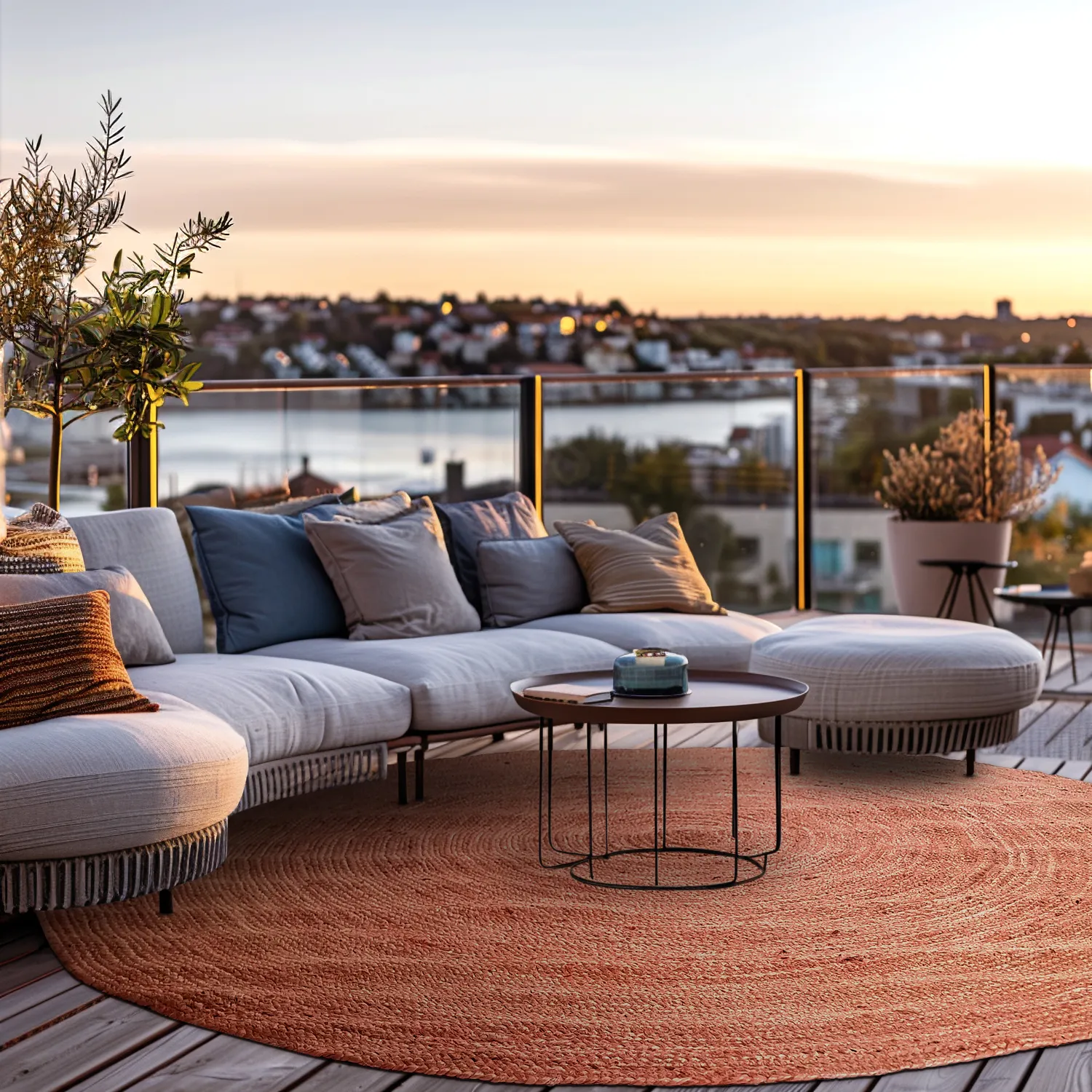 Rund jutetæppe - Amasia (kastanje)