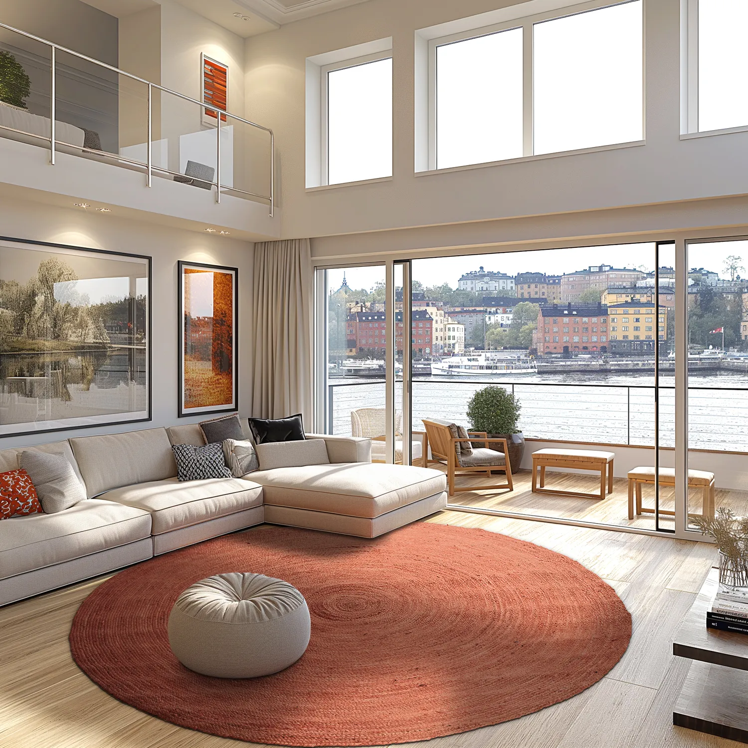 Rund jutetæppe - Amasia (kastanje)