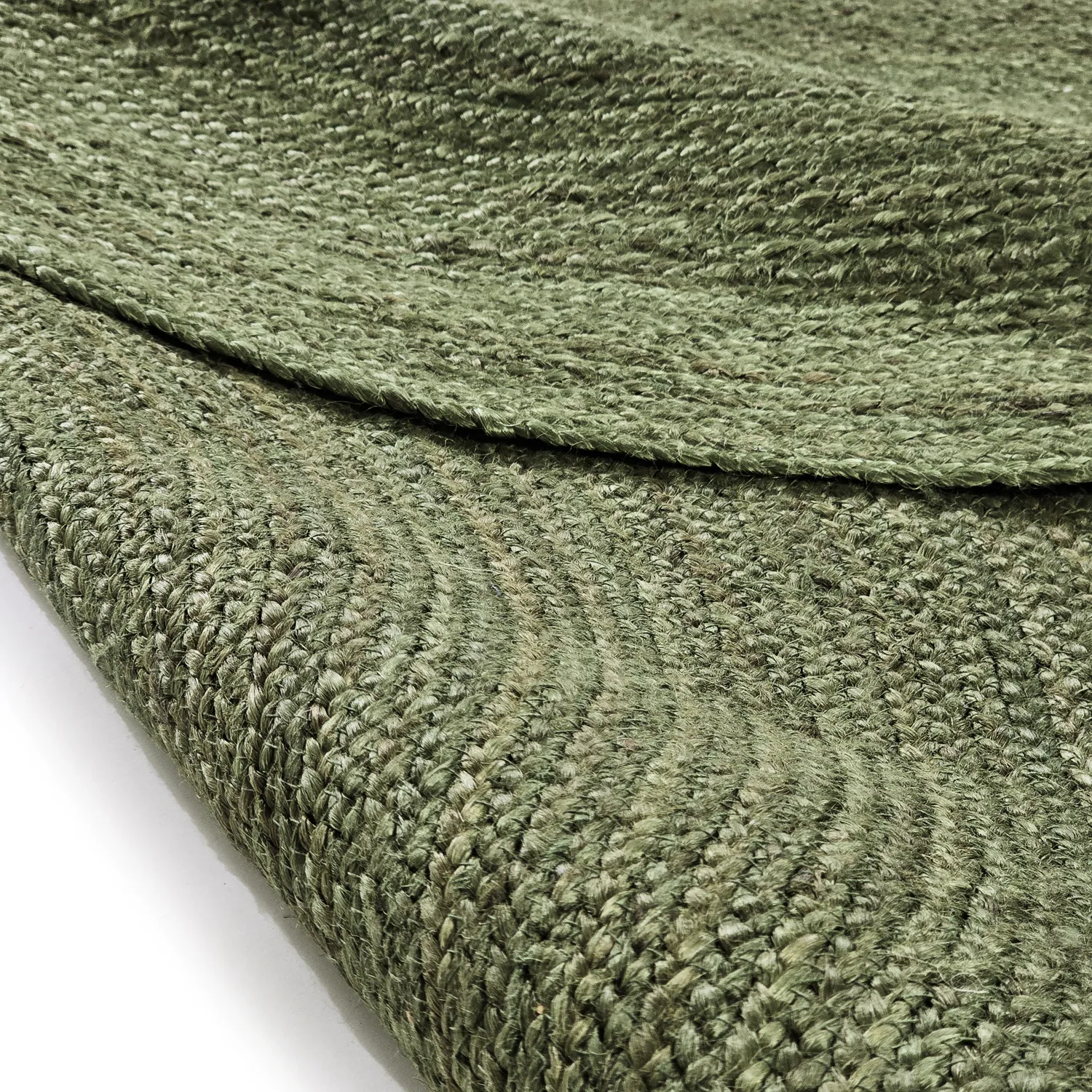 Rund jutetæppe - Amasia (militærgrøn)