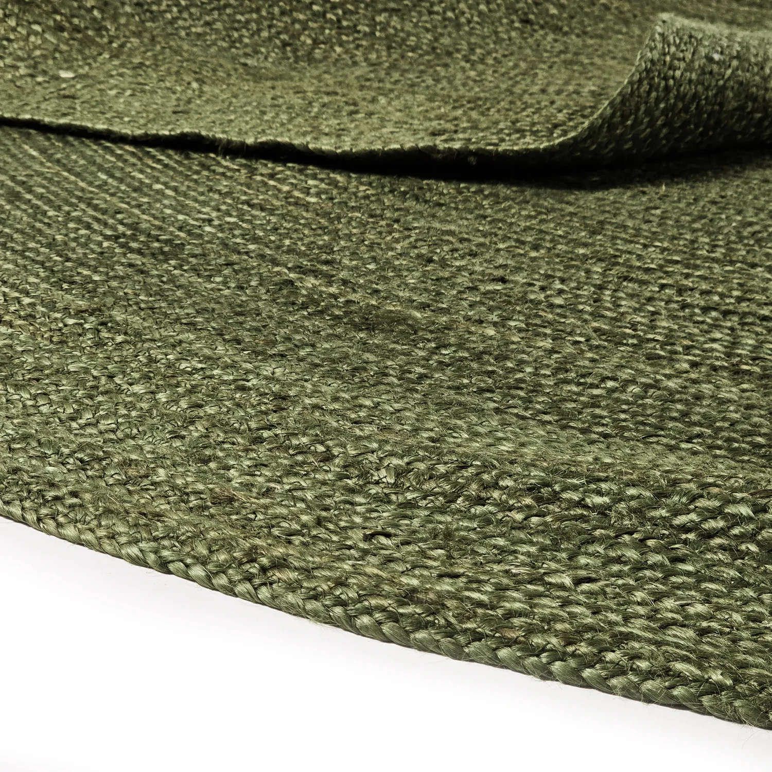 Rund jutetæppe - Amasia (militærgrøn)