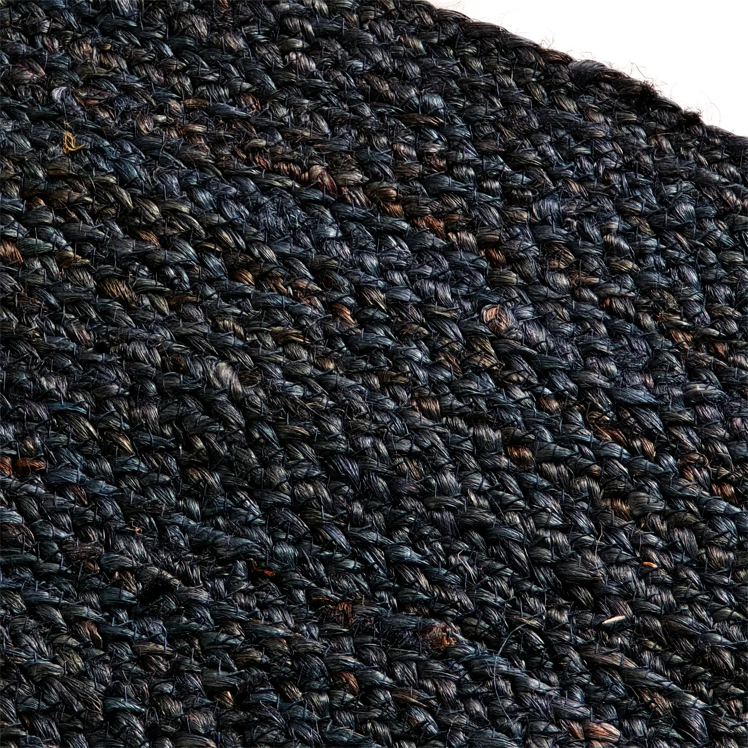 Rund jutetæppe - Amasia (mørkeblå)