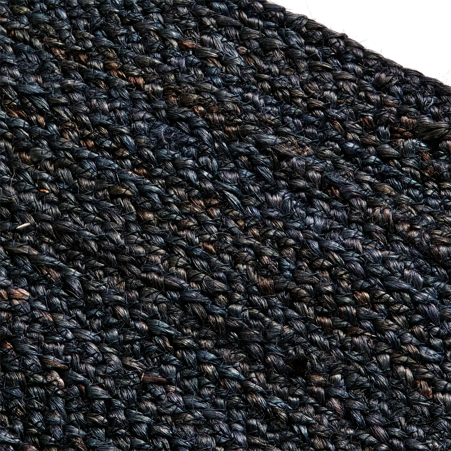 Rund jutetæppe - Amasia (mørkeblå)