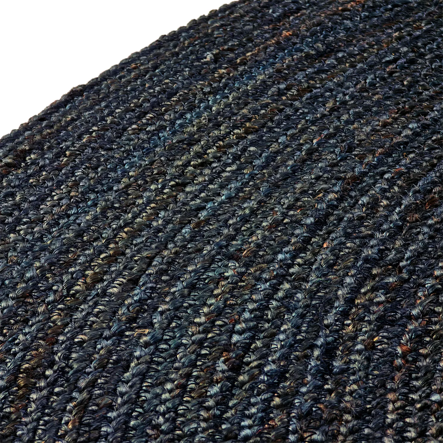 Rund jutetæppe - Amasia (mørkeblå)