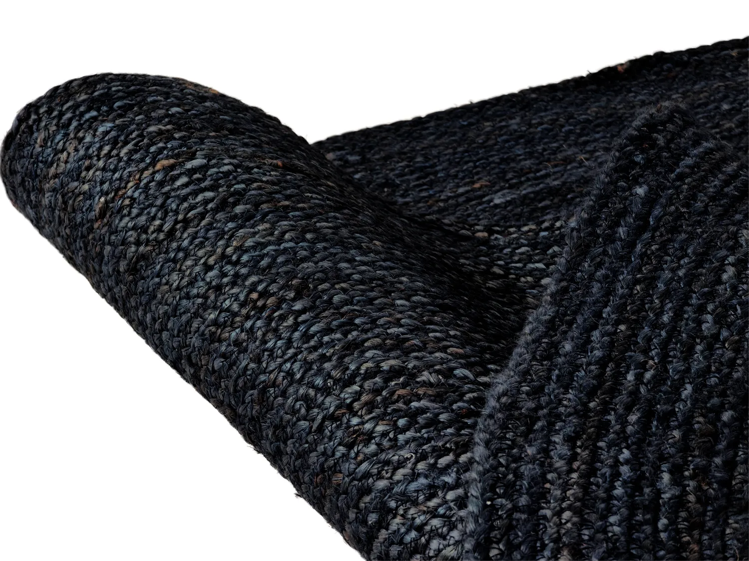 Rund jutetæppe - Amasia (mørkeblå)