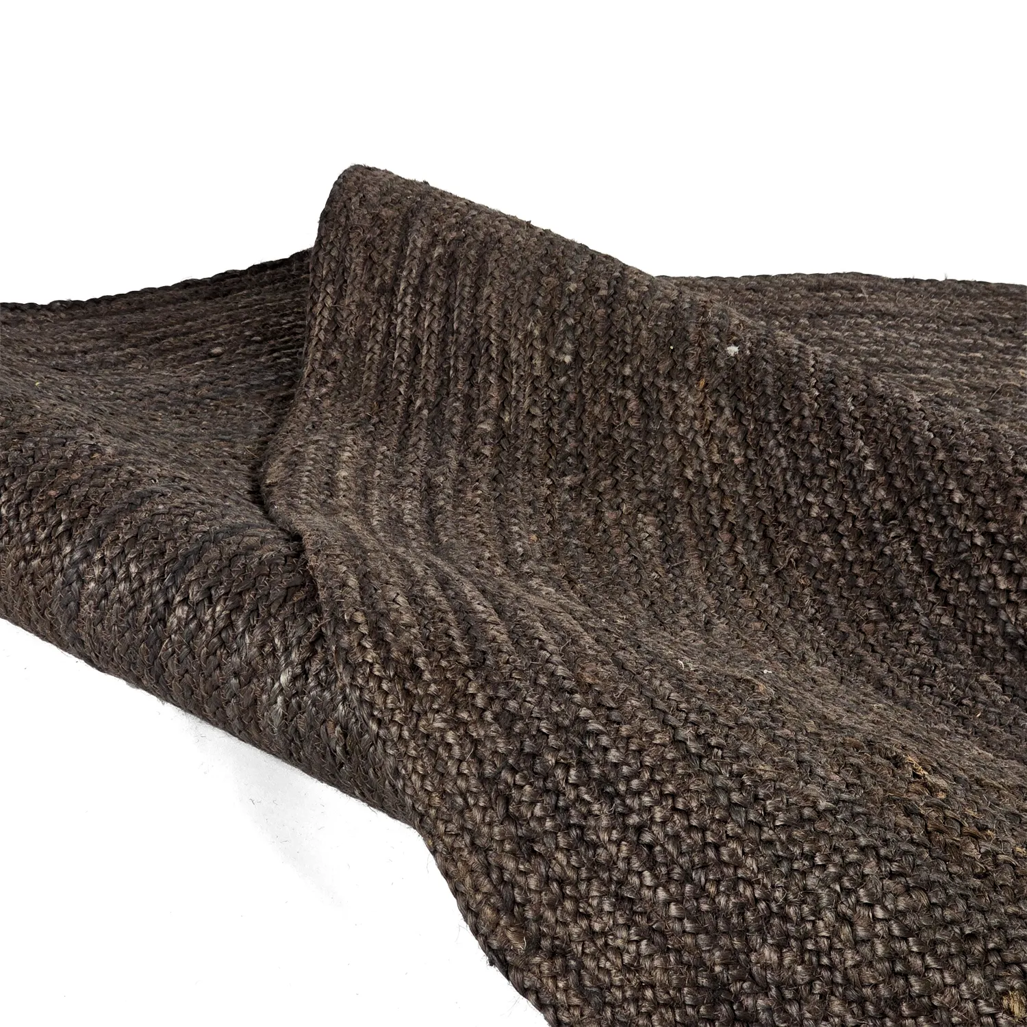 Rund jutetæppe - Amasia (mørk taupe)