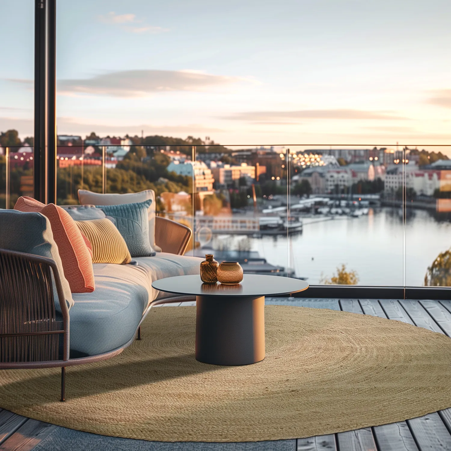 Rund jutetæppe - Amasia (natur)