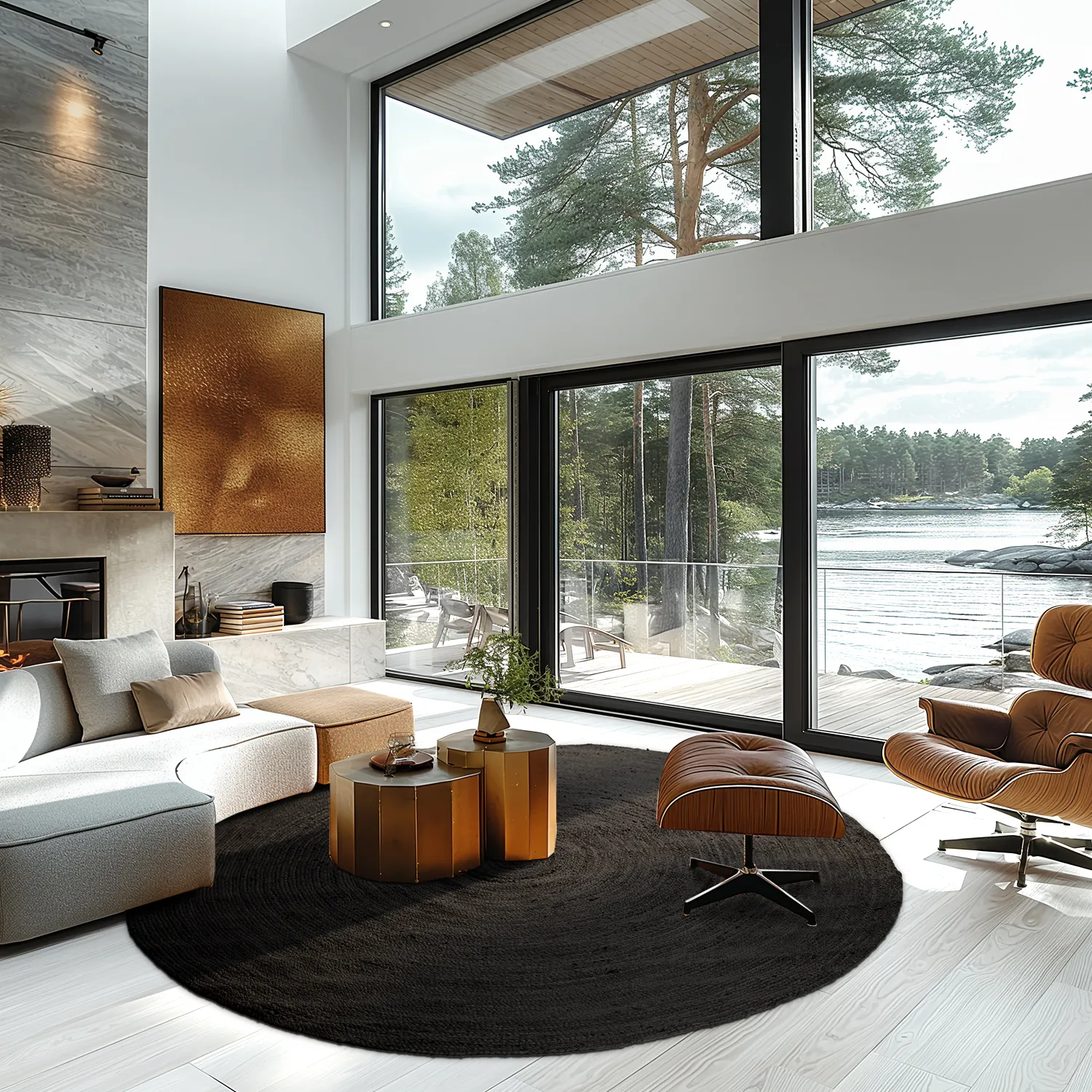 Rund jutetæppe - Amasia (sort)