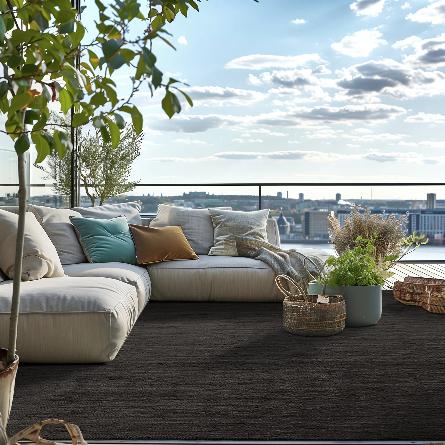 Jutetæppe - Amasia (sort)