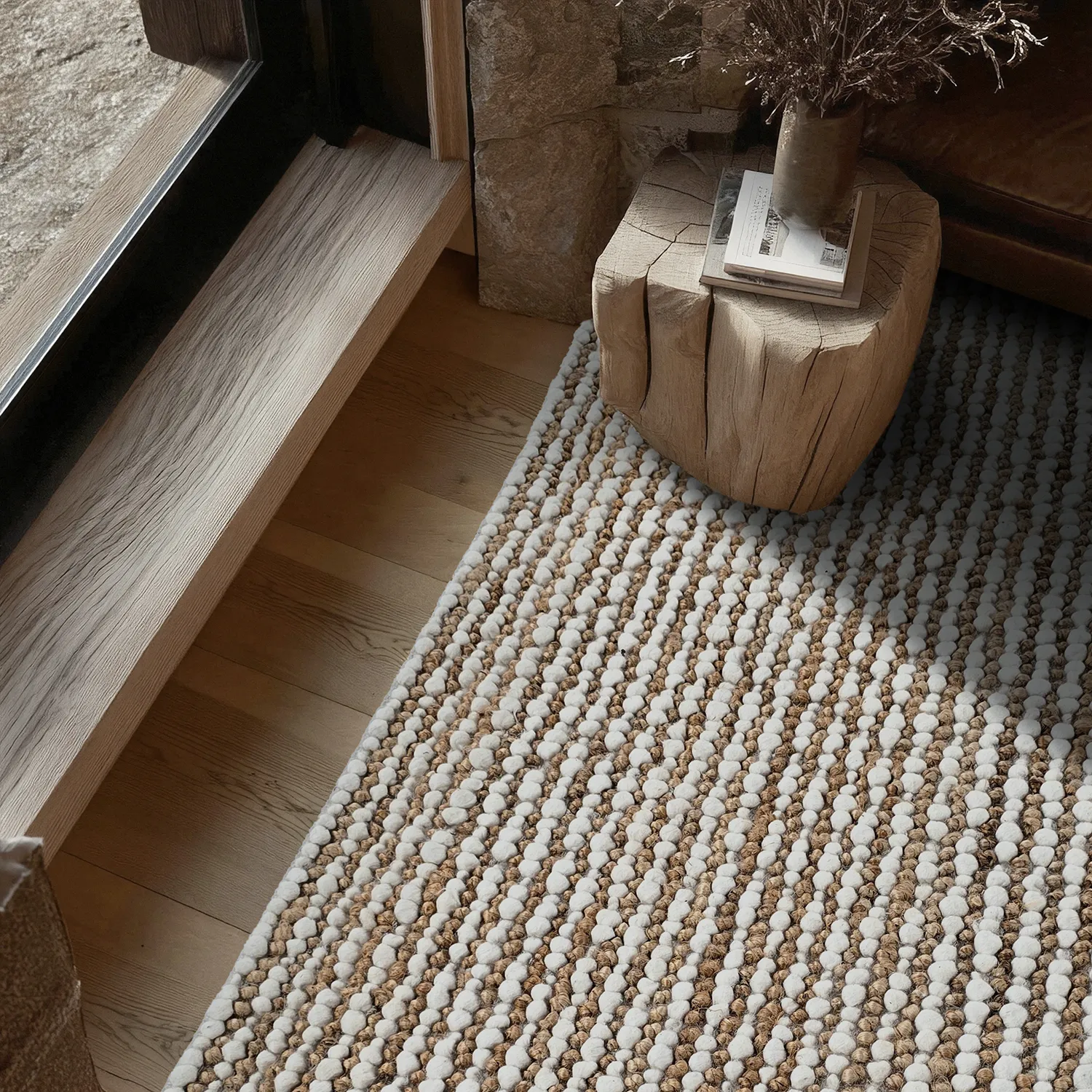Jutetæppe - Bally Jute/wool Bubble (natur/hvid)