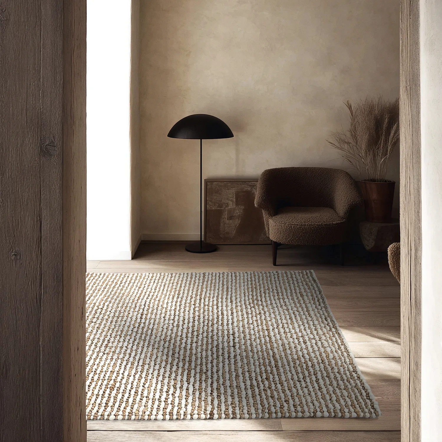 Jutetæppe - Bally Jute/wool Bubble (natur/hvid)