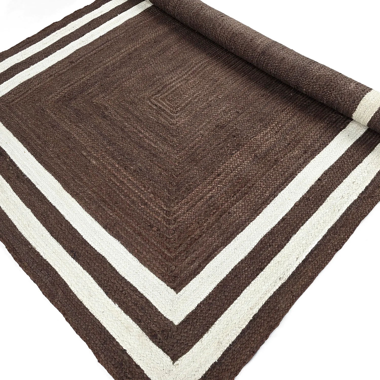 Jutetæppe - Jessore (brun/hvid)