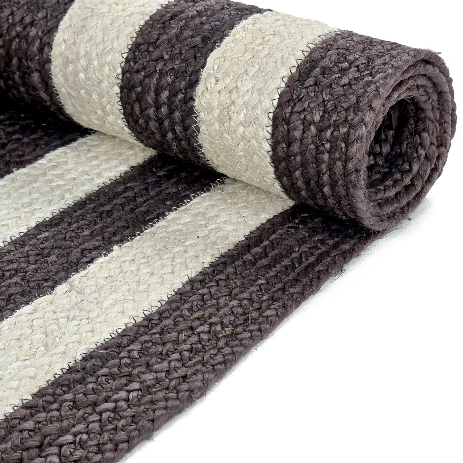Jutetæppe - Jessore (mørk taupe/hvid)