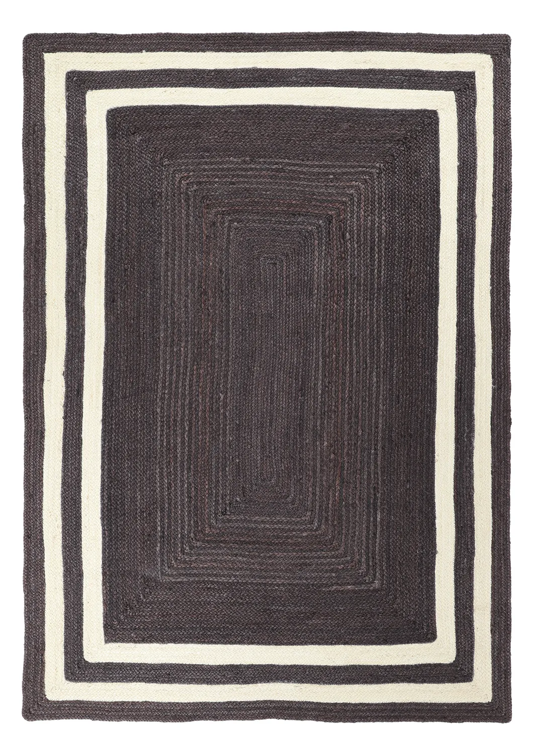 Jutetæppe - Jessore (mørk taupe/hvid)