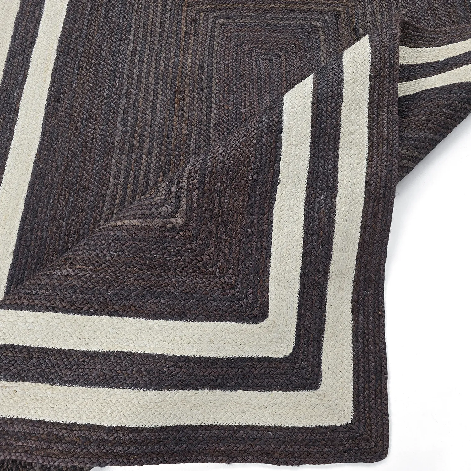 Jutetæppe - Jessore (mørk taupe/hvid)