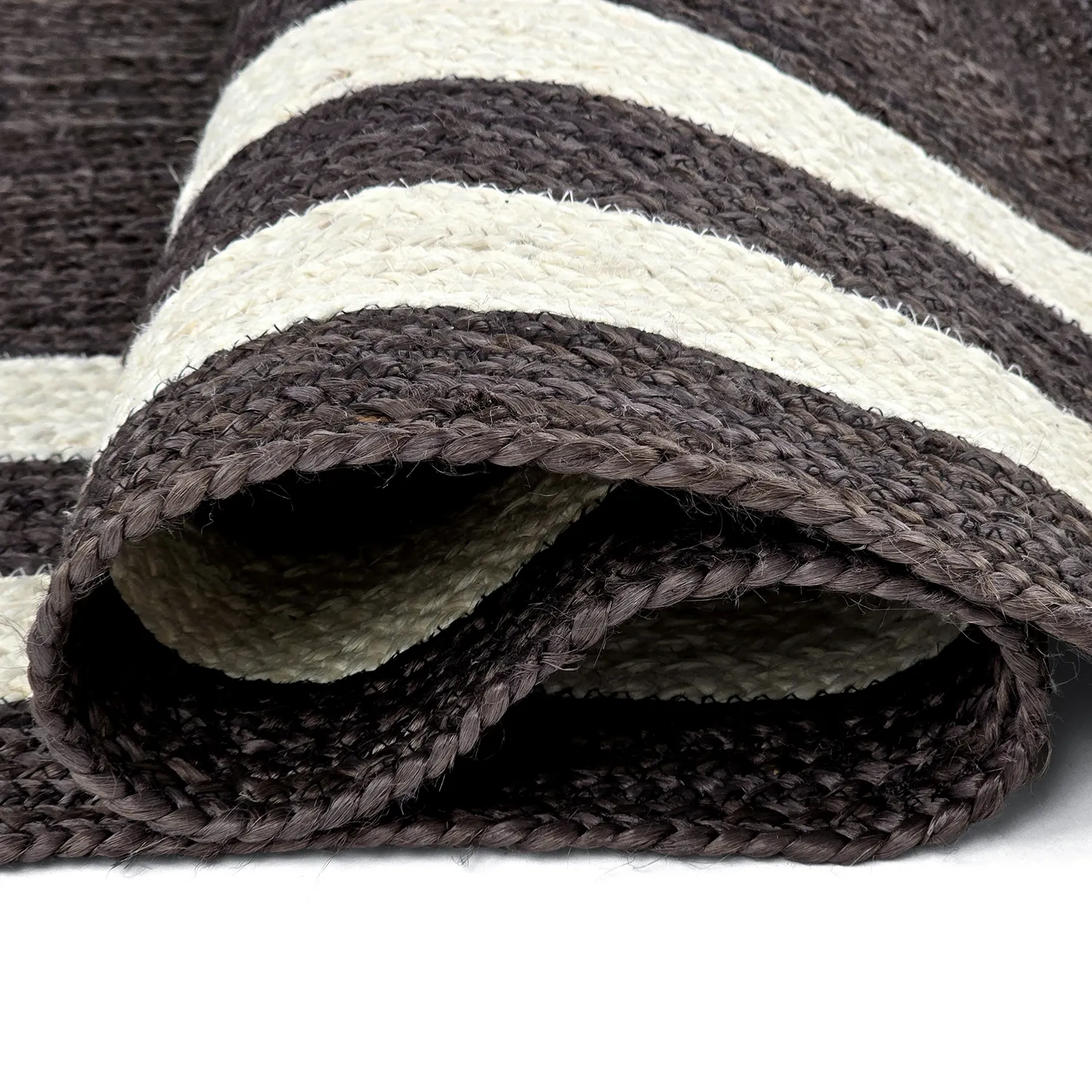 Jutetæppe - Jessore (mørk taupe/hvid)