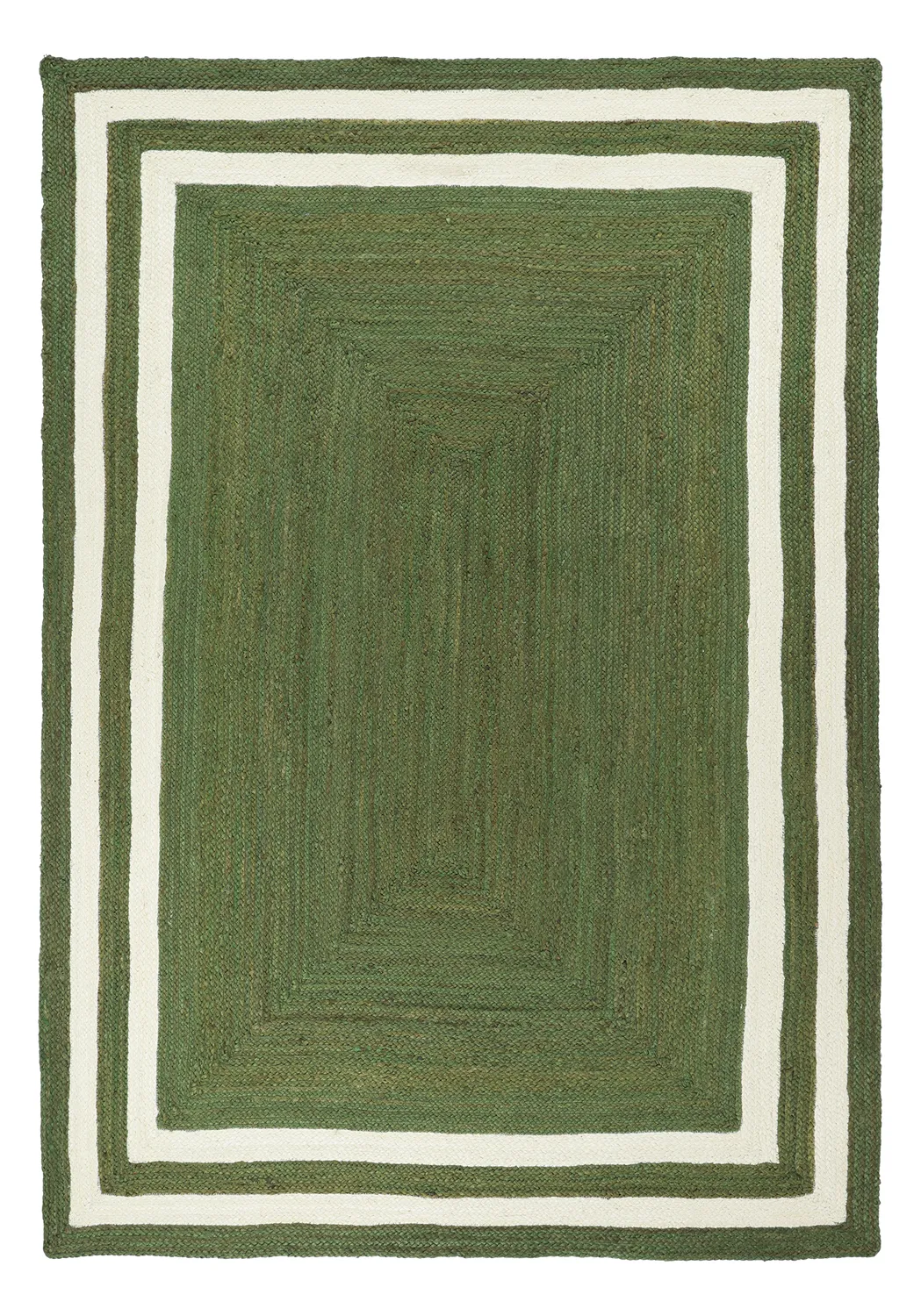 Jutetæppe - Jessore (militærgrøn/hvid)