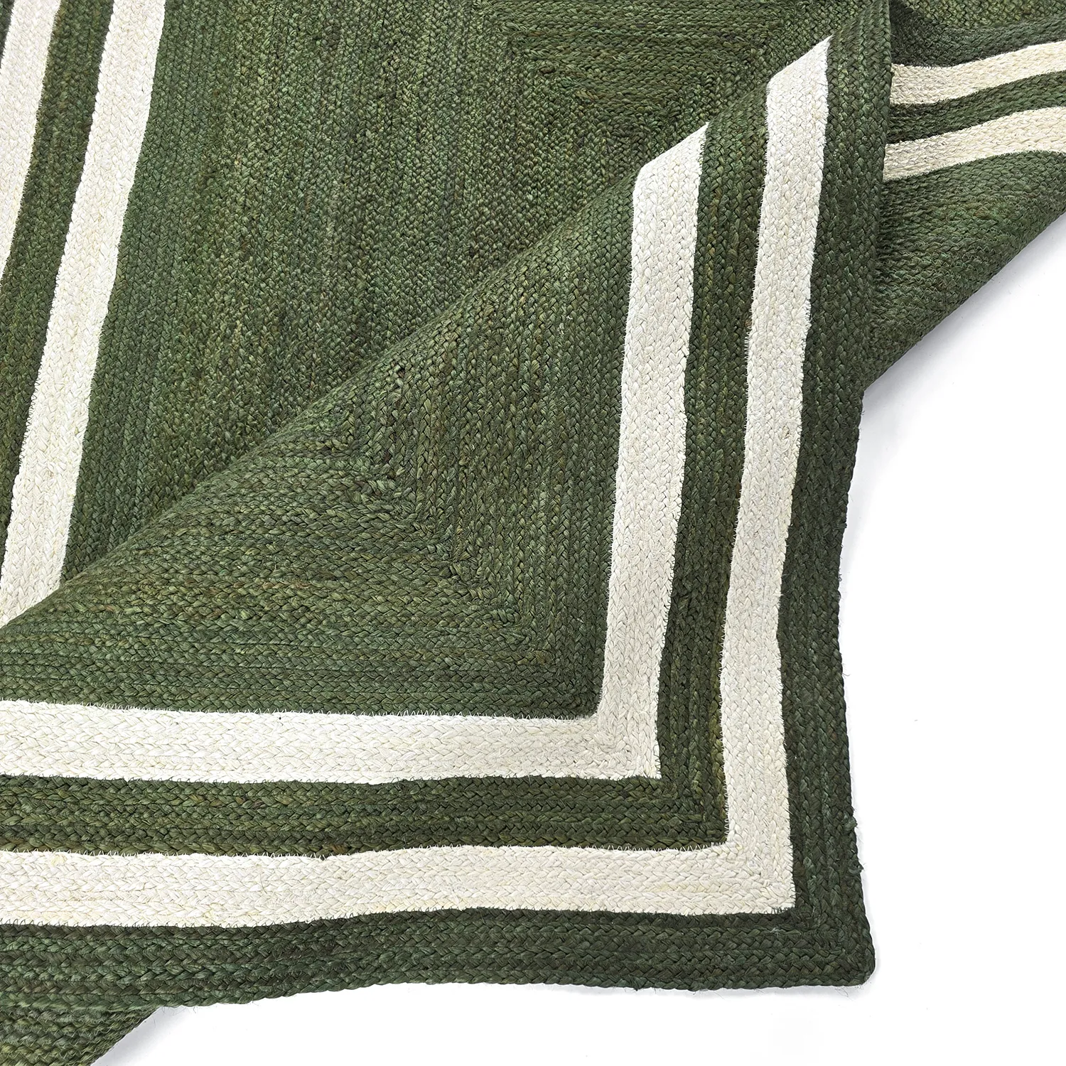 Jutetæppe - Jessore (militærgrøn/hvid)