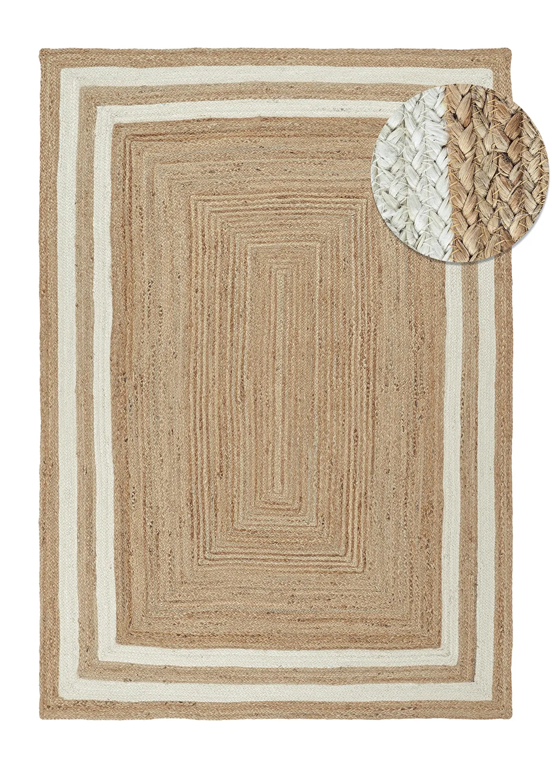 Jutetæppe - Jessore (natur/hvid)