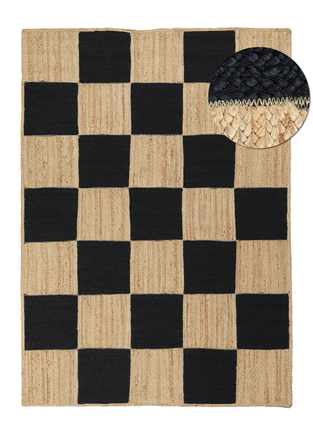 Jutetæppe - Khulna (naturlig/sort)