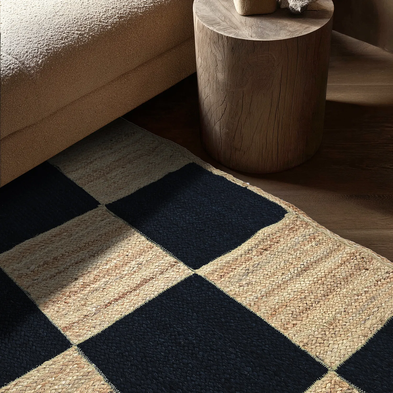 Jutetæppe - Khulna (naturlig/sort)