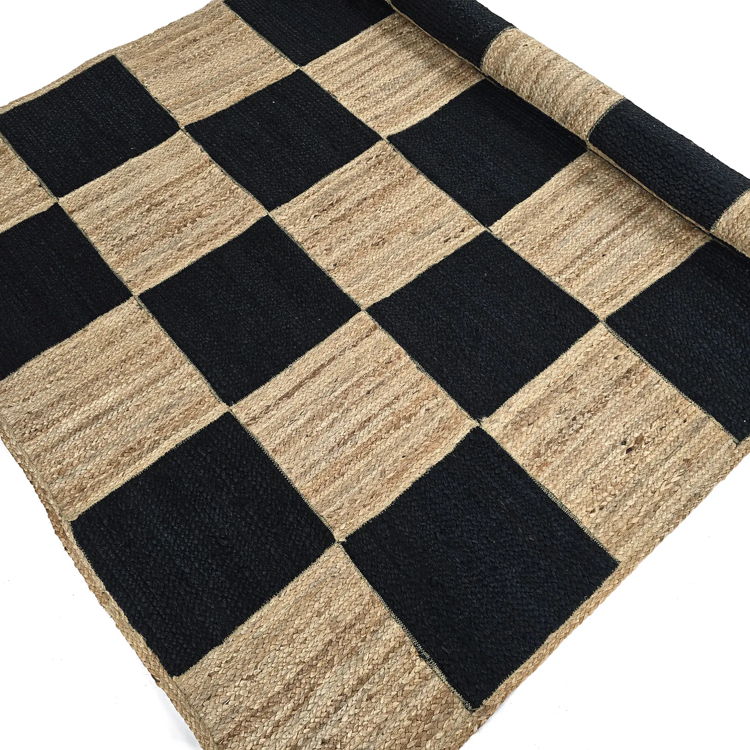 Jutetæppe - Khulna (naturlig/sort)