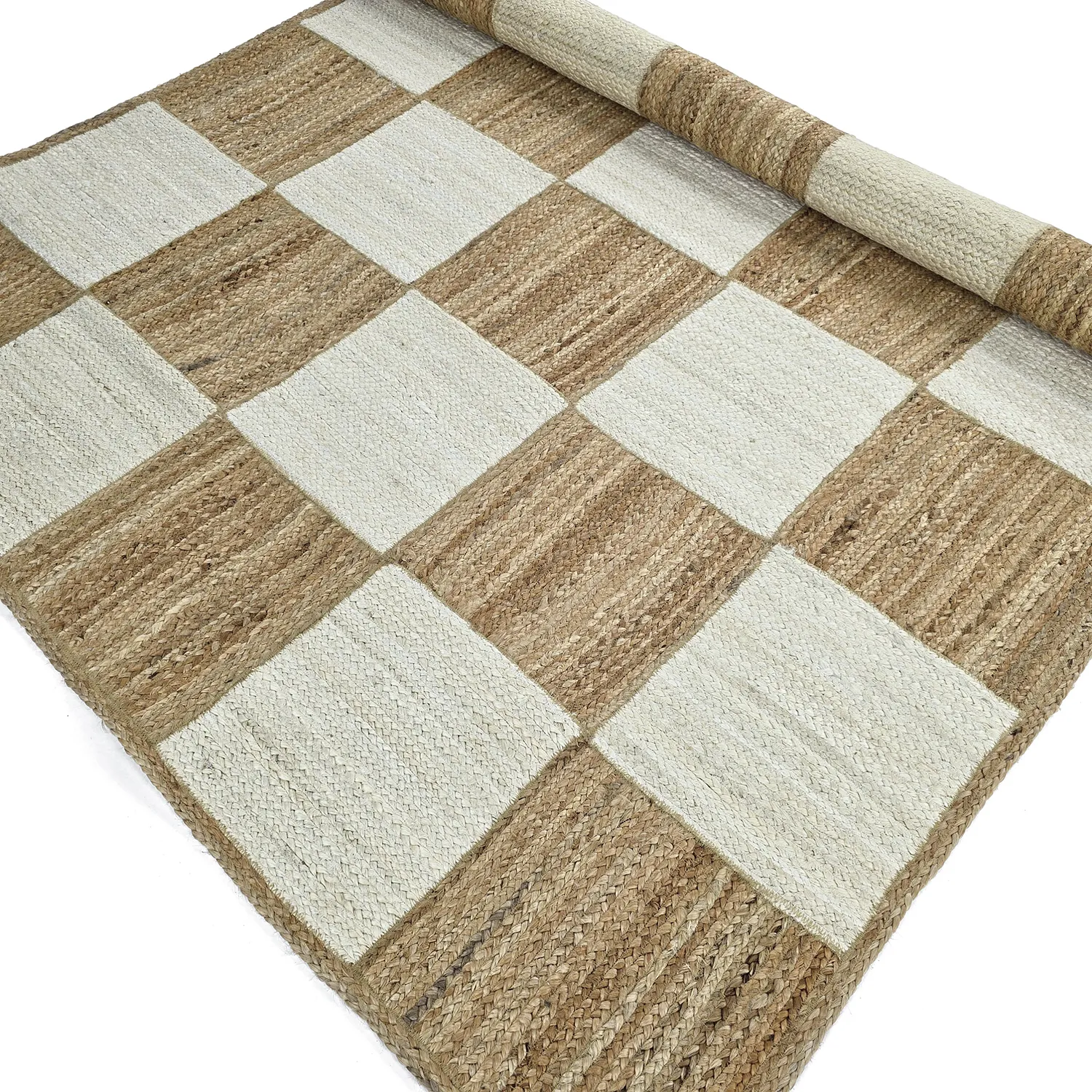 Jutetæppe - Khulna (natur/hvid)