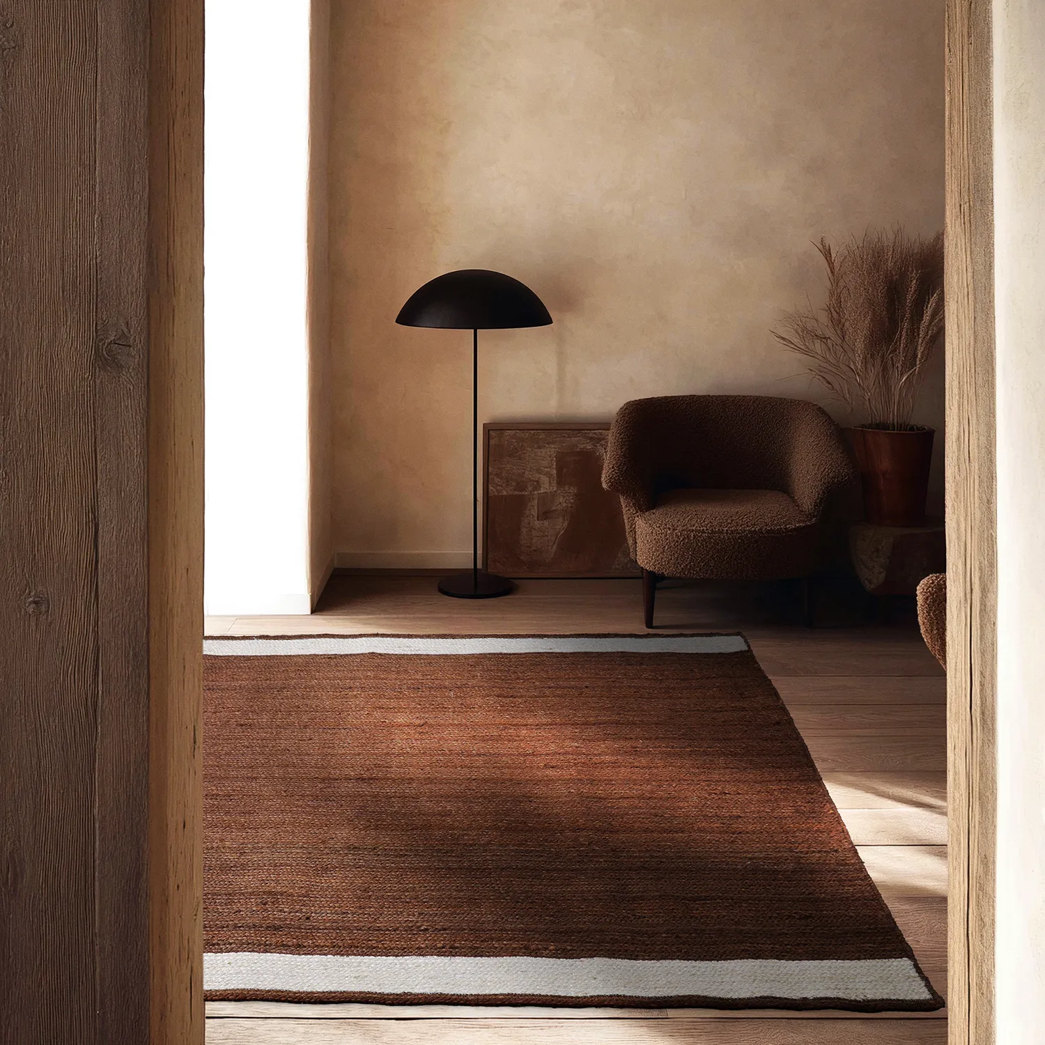 Jutetæppe - Senaki (brun/hvid)