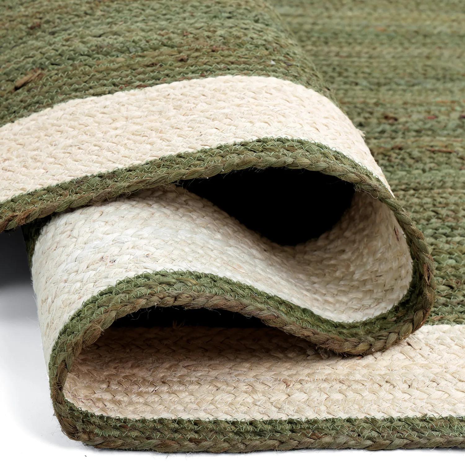 Jutetæppe - Senaki (militærgrøn/hvid)