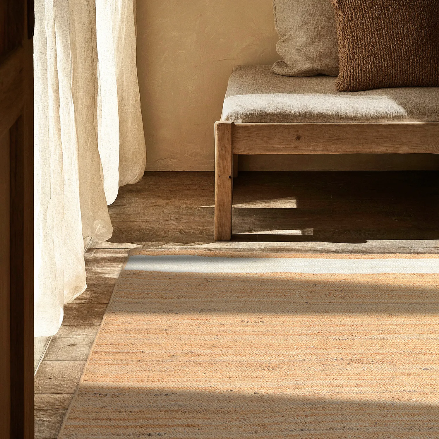 Jutetæppe - Senaki (natur/hvid)