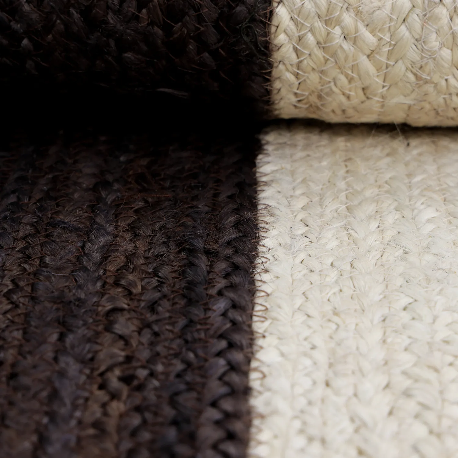 Jutetæppe - Senaki (mørk taupe/hvid)