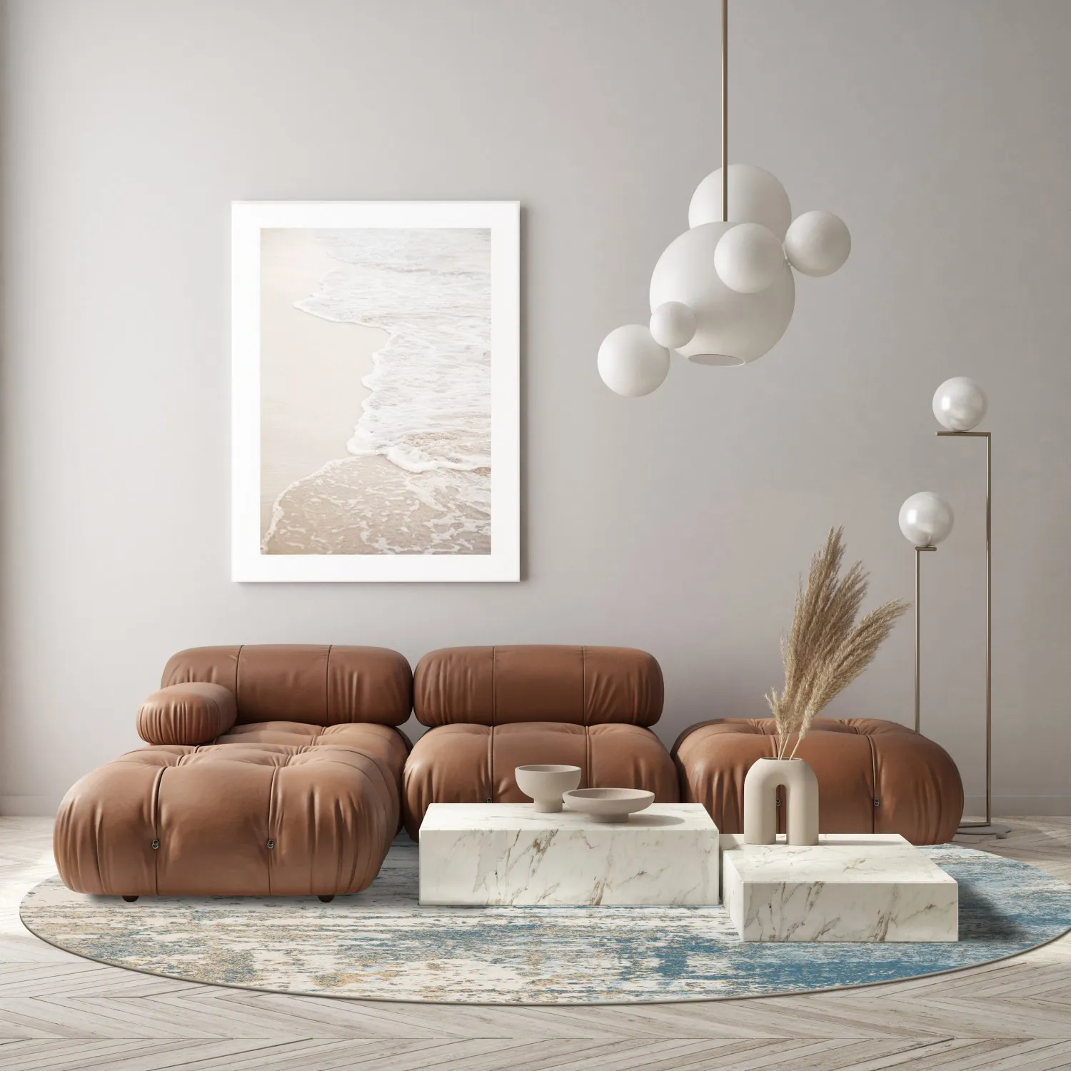 Rundt tæppe - Kebira (blå)