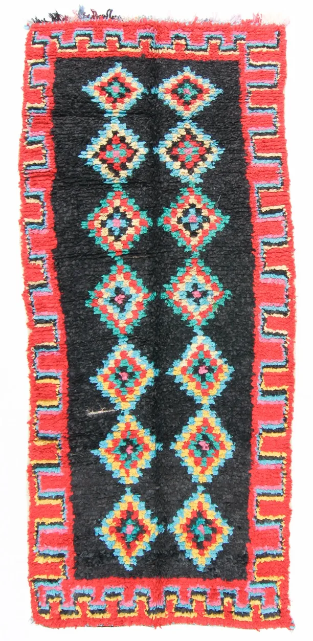 Marokkansk berber tæppe Boucherouite 300 x 120 cm