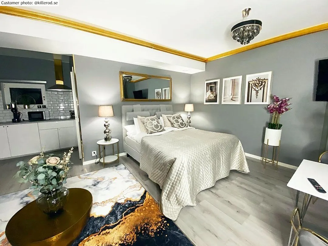 Wilton-tæppe - Padova (sort/hvid/guld)