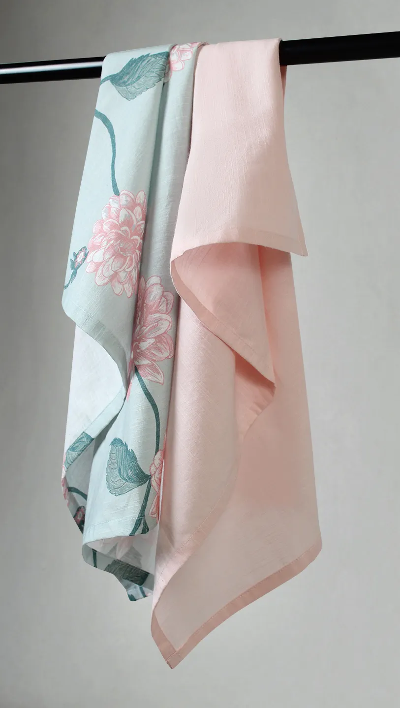 Køkkenhåndklæde 2-pak - Alyssa (grøn/lyserød)